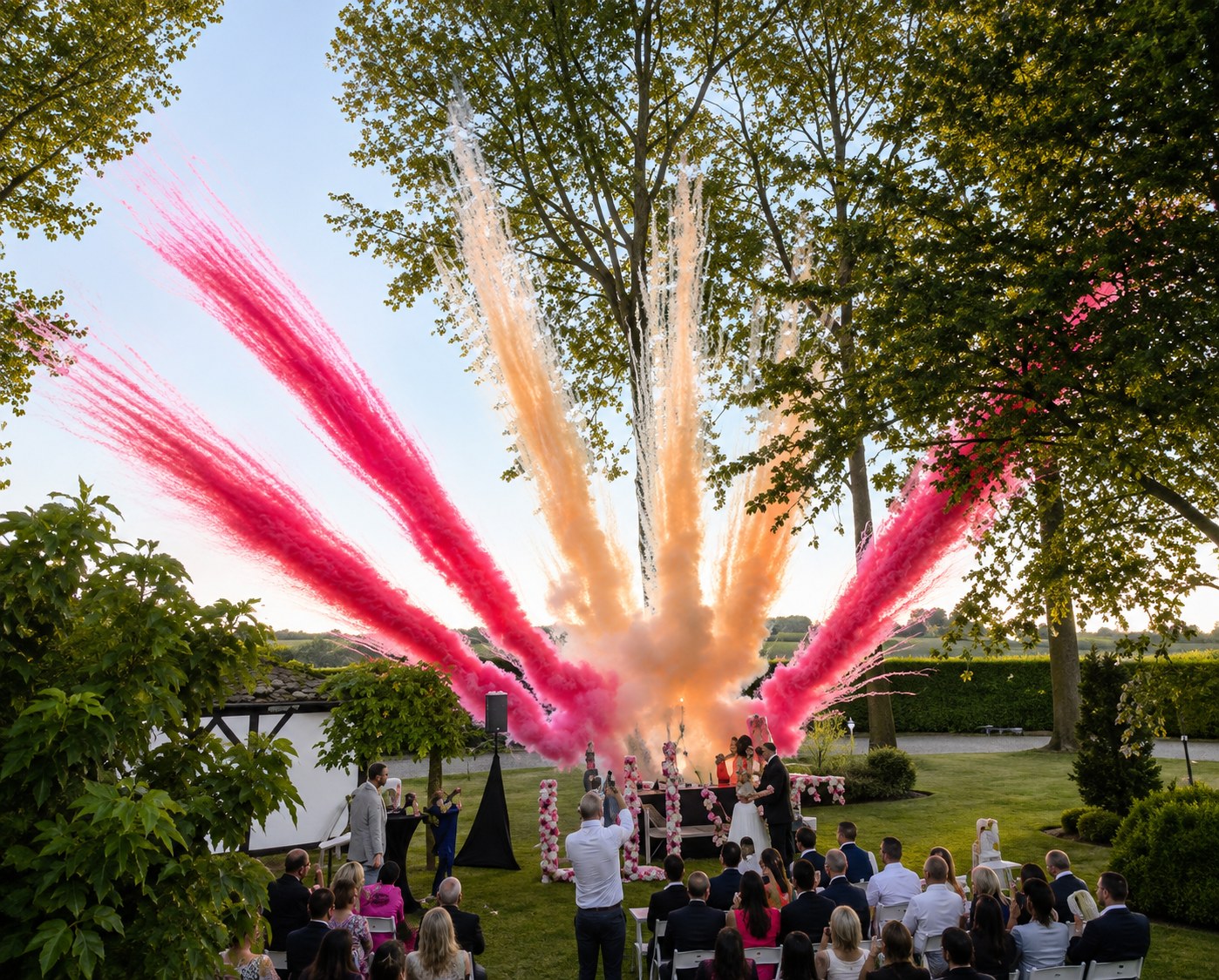 Pyrotechnie de jour multicolore pour événement MK Animations