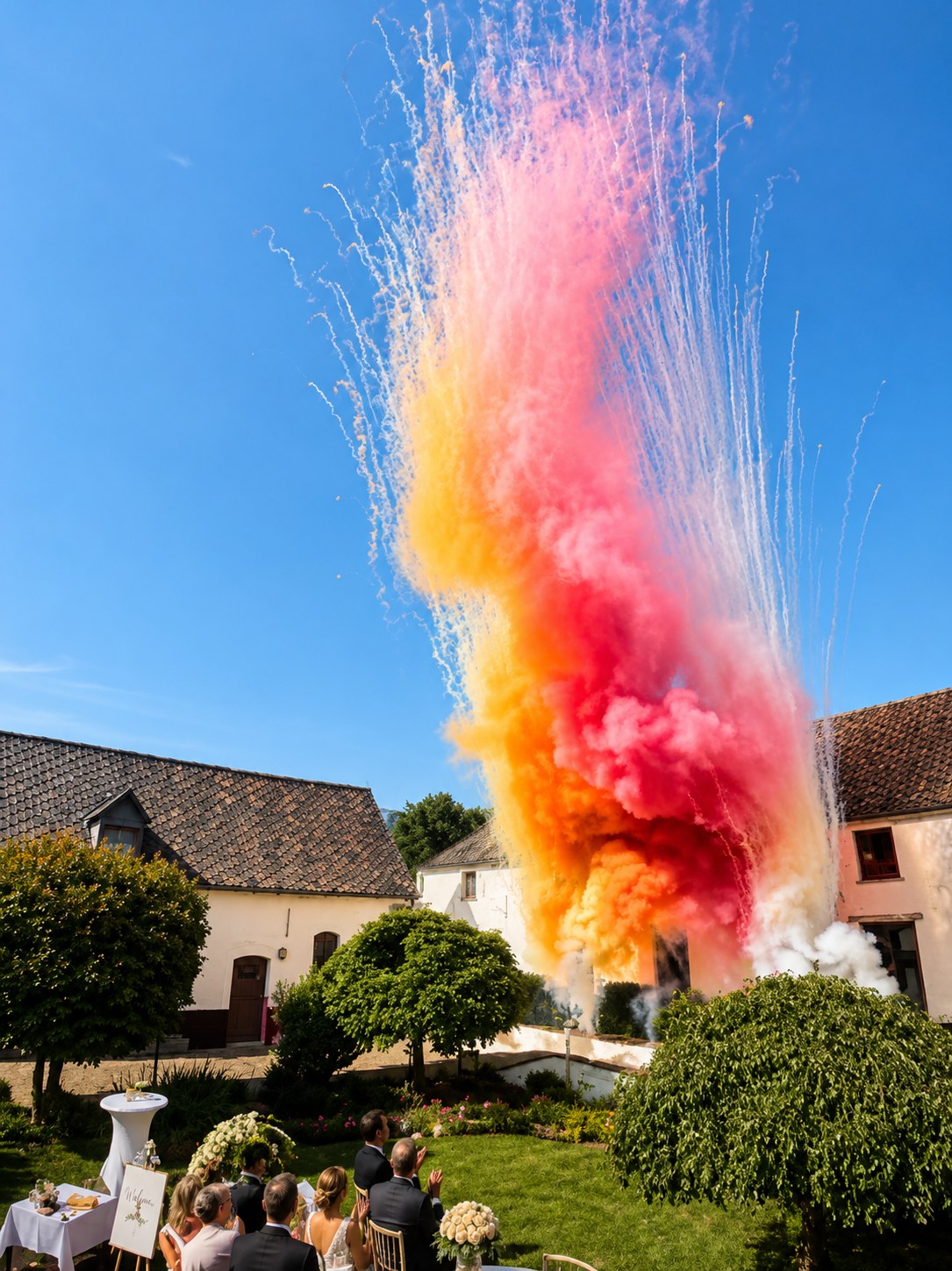 Pyrotechnie rose de jour pour événement