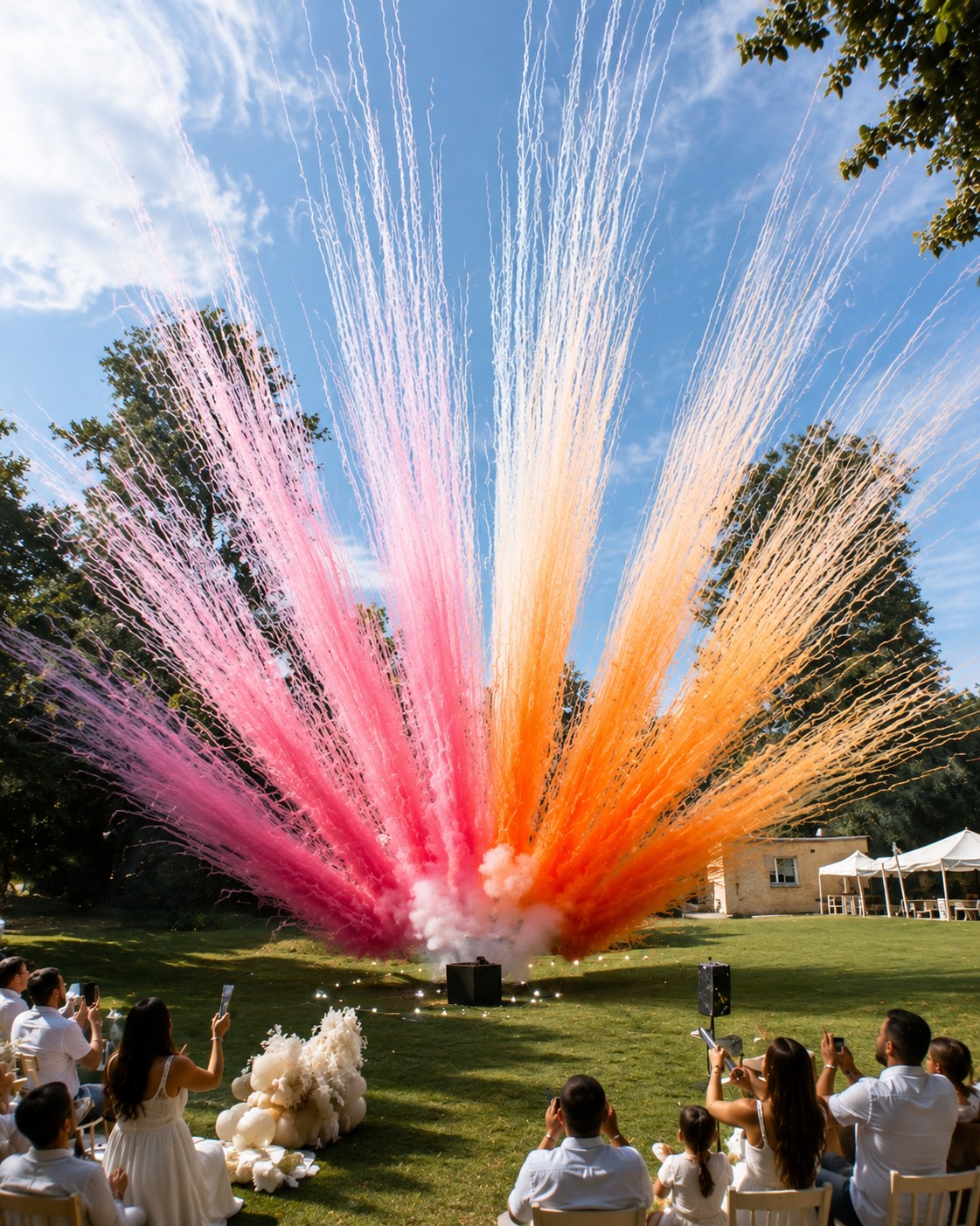 Pyrotechnie multicolore spectaculaire pour événement